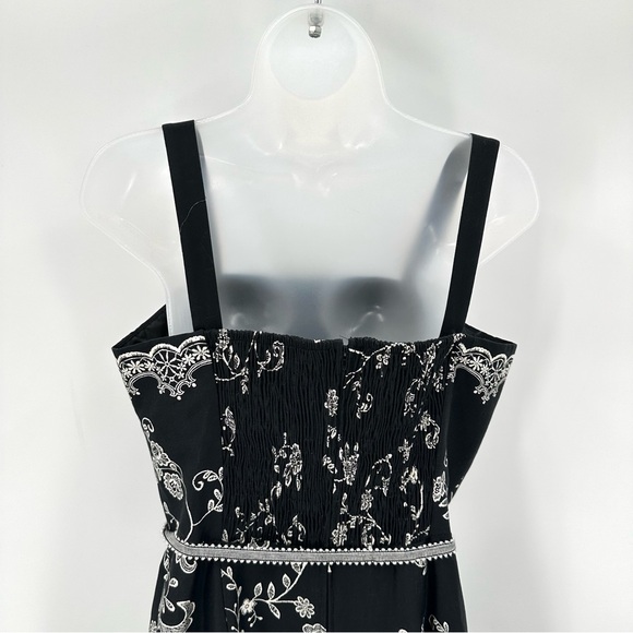 Madison Leigh Dress Women’s 12 Black Floral Tie Belt Sundress Classic Preppy - Picture 12 of 14